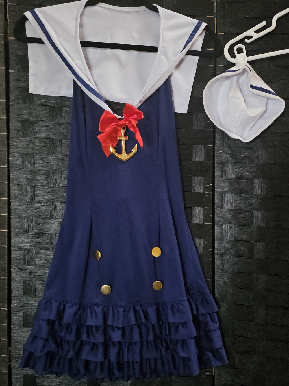 Leg Avenue Navy, White, Red & Gold Sailor Girl Costume with Hat